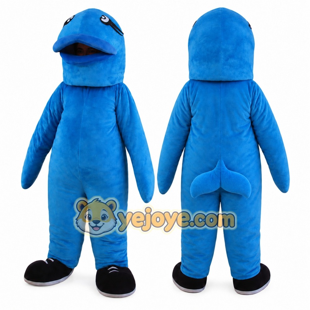 Blue Fish Mascot Costume for Adults Custom Logo Party Character Suit