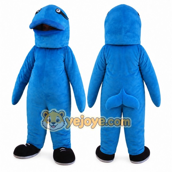 Blue Fish Mascot Costume for Adults Custom Logo Party Character Suit