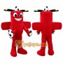 Red Aircraft Character with Soccer Balls Mascot Costume for Adults Custom Logo Party Character Suit