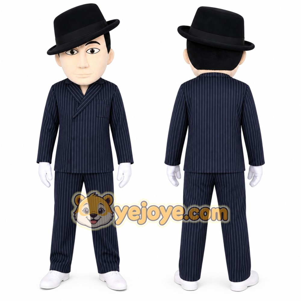 Cartoon Man in Black Suit Mascot Costume for Adults Custom Logo Party Character Suit Cartoon Man in Black Suit Mascot Costume for Adults Custom Logo Party Character Suit