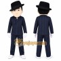 Cartoon Man in Black Suit Mascot Costume for Adults Custom Logo Party Character Suit