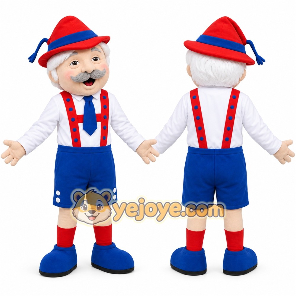 Cartoon Man in Traditional Outfit Mascot Costume for Adults Custom Logo Party Character Suit