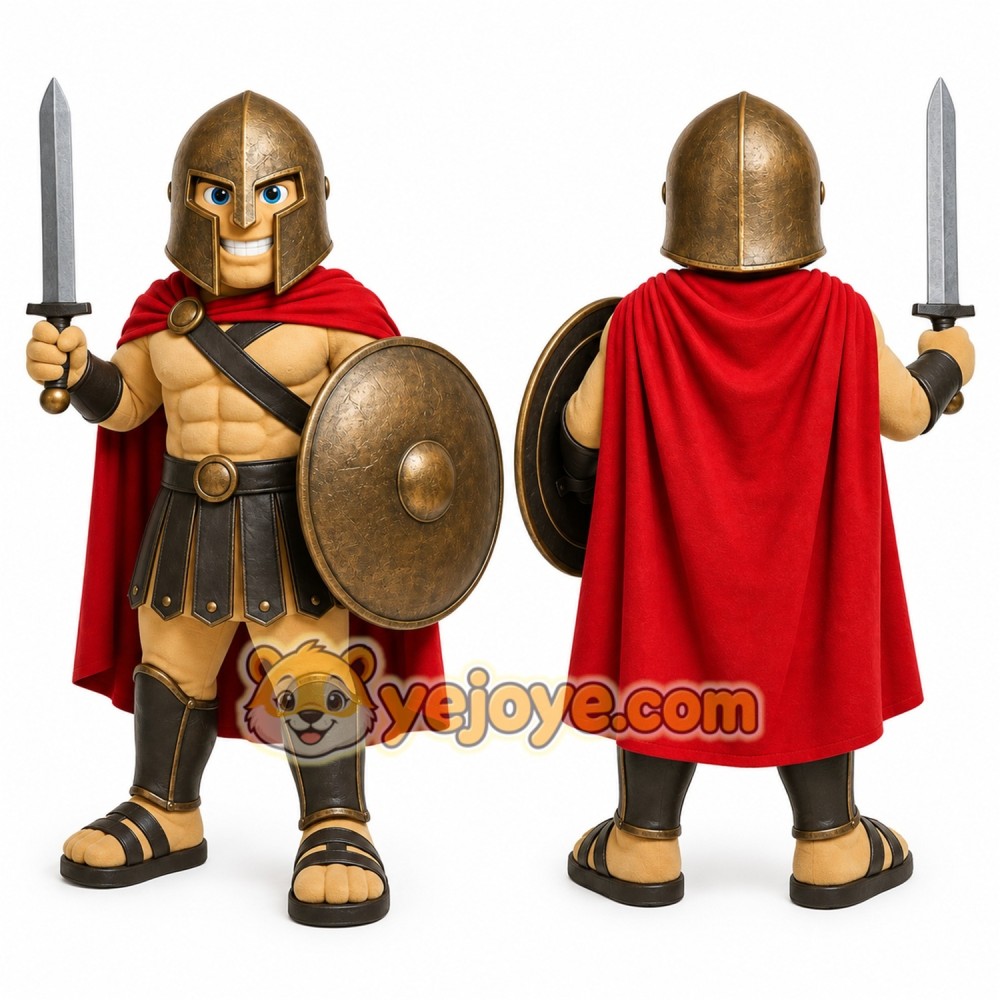 Armored Warrior with Sword and Shield Mascot Costume for Adults Custom Logo Party Character Suit