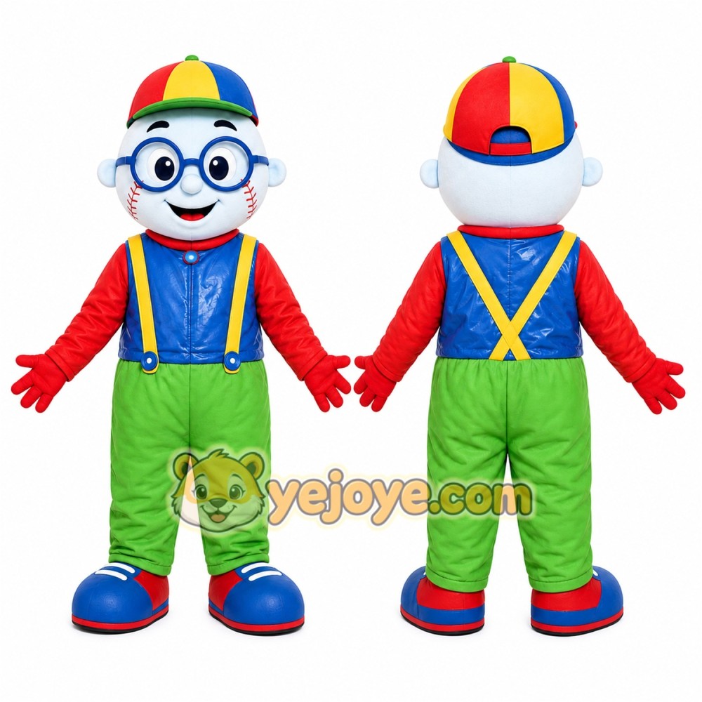 Baseball Character with Glasses Mascot Costume for Adults Custom Logo Party Character Suit Baseball Character with Glasses Mascot Costume for Adults Custom Logo Party Character Suit
