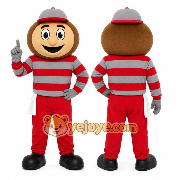 Cartoon Character in Red Striped Shirt Mascot Costume for Adults Custom Logo Party Character Suit
