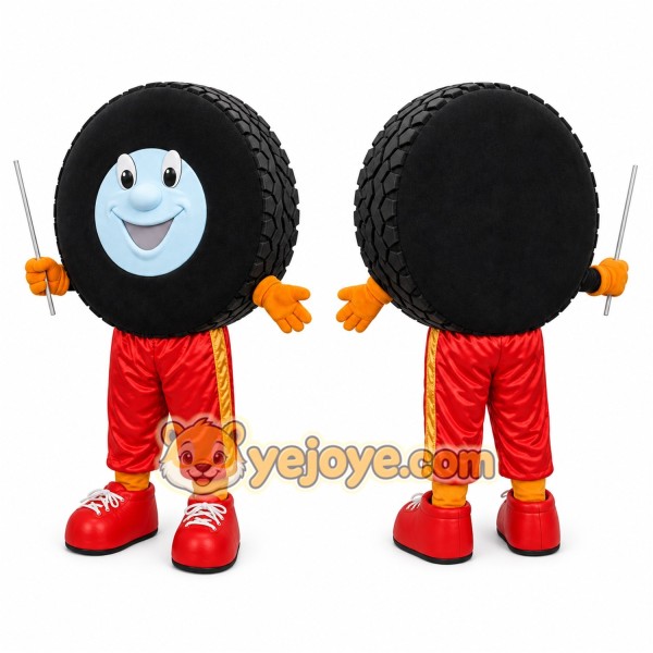 Black Tire Mascot Costume for Adults Custom Logo Party Character Suit