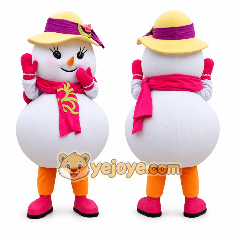 Snowman Mascot Costume for Adults Custom Logo Party Character Suit