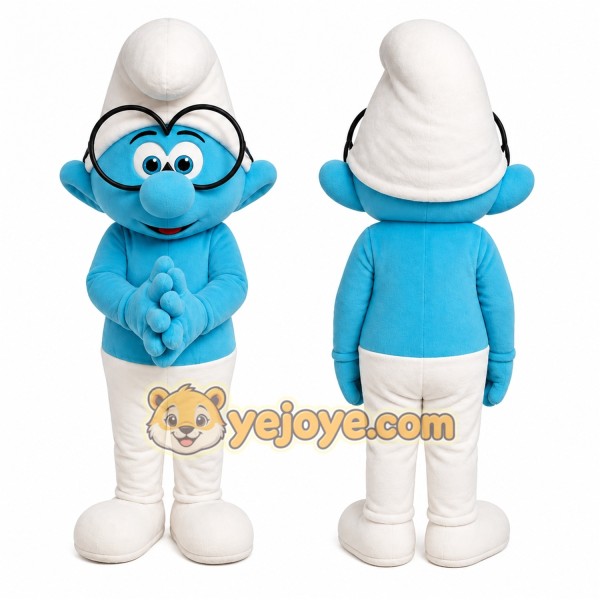Blue Cartoon Character with White Hat Mascot Costume for Adults Custom Logo Party Character Suit