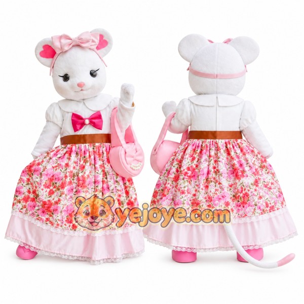 White Mouse Mascot Costume for Adults Custom Logo Party Character Suit