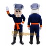 Cartoon Man in Blue Colonial Outfit Mascot Costume for Adults Custom Logo Party Character Suit