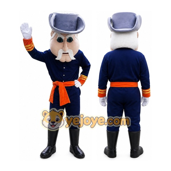 Cartoon Man in Blue Colonial Outfit Mascot Costume for Adults Custom Logo Party Character Suit