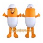 Orange and White Capsule Mascot Costume for Adults Custom Logo Party Character Suit