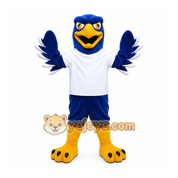 Blue Hawk Mascot Costume For Adult