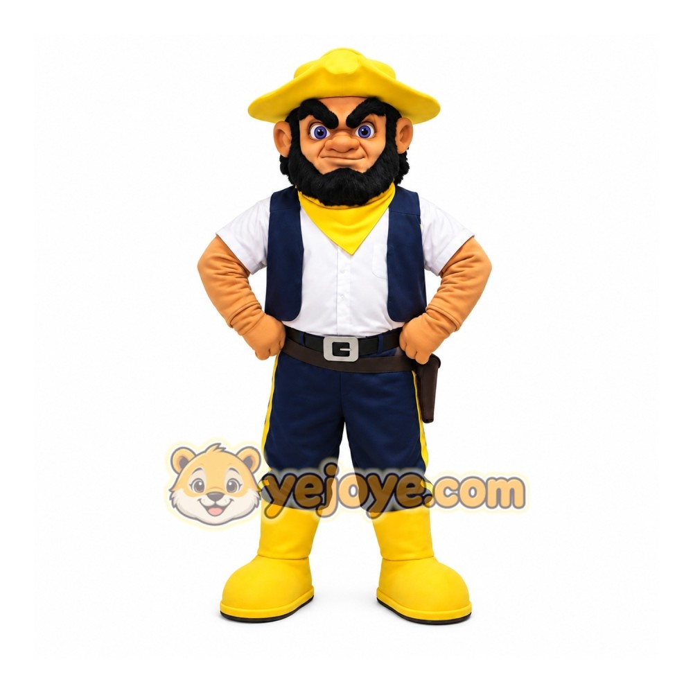 Yellow Hat Cowboy Mascot Costume Yellow Hat Cowboy Mascot Costume