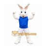 White Rabbit Mascot Costume With Blue Suit