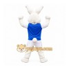 White Rabbit Mascot Costume With Blue Suit