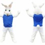 White Rabbit Mascot Costume With Blue Suit
