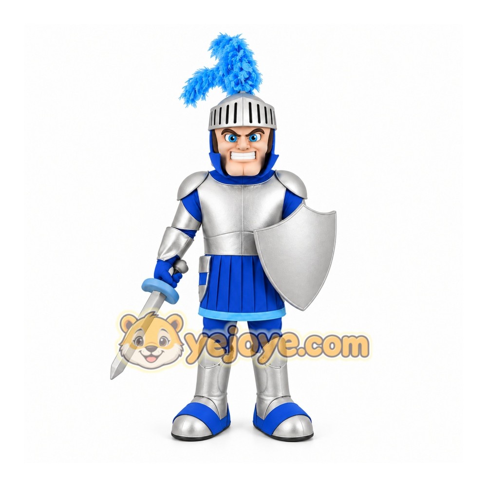 Silver Blue Knight Mascot Costume Silver Blue Knight Mascot Costume