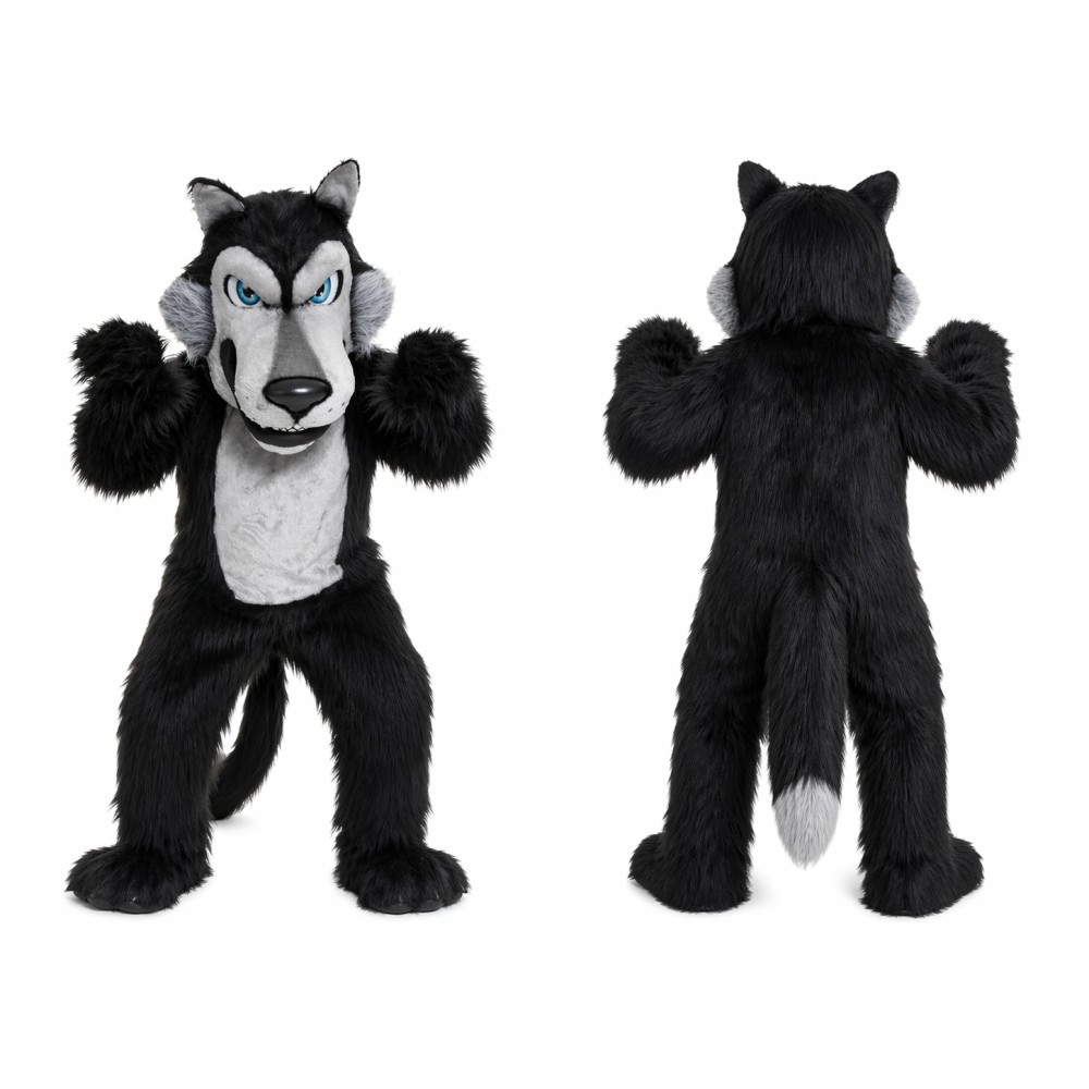 Black Wolf Mascot Costume For Adult