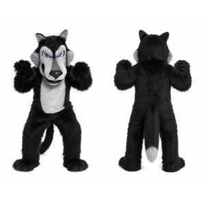 Black Wolf Mascot Costume For Adult