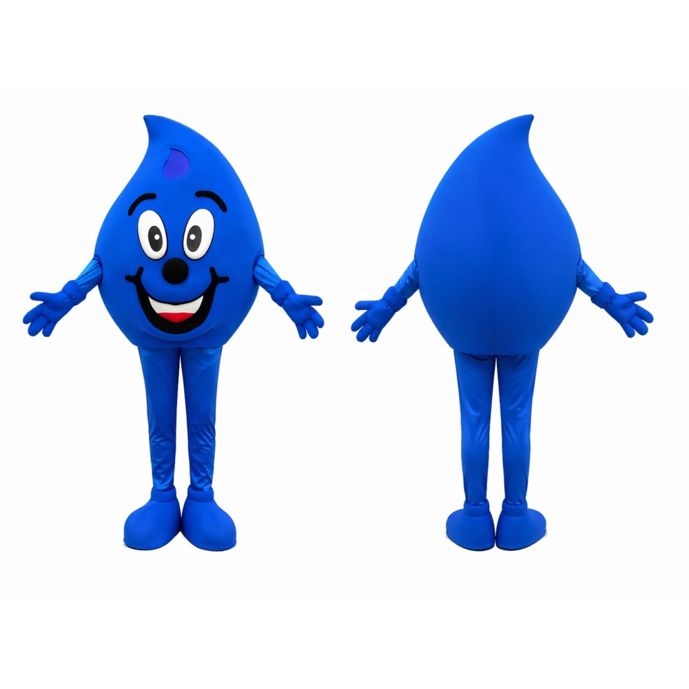 Happy Blue Water Drop Mascot Costume
