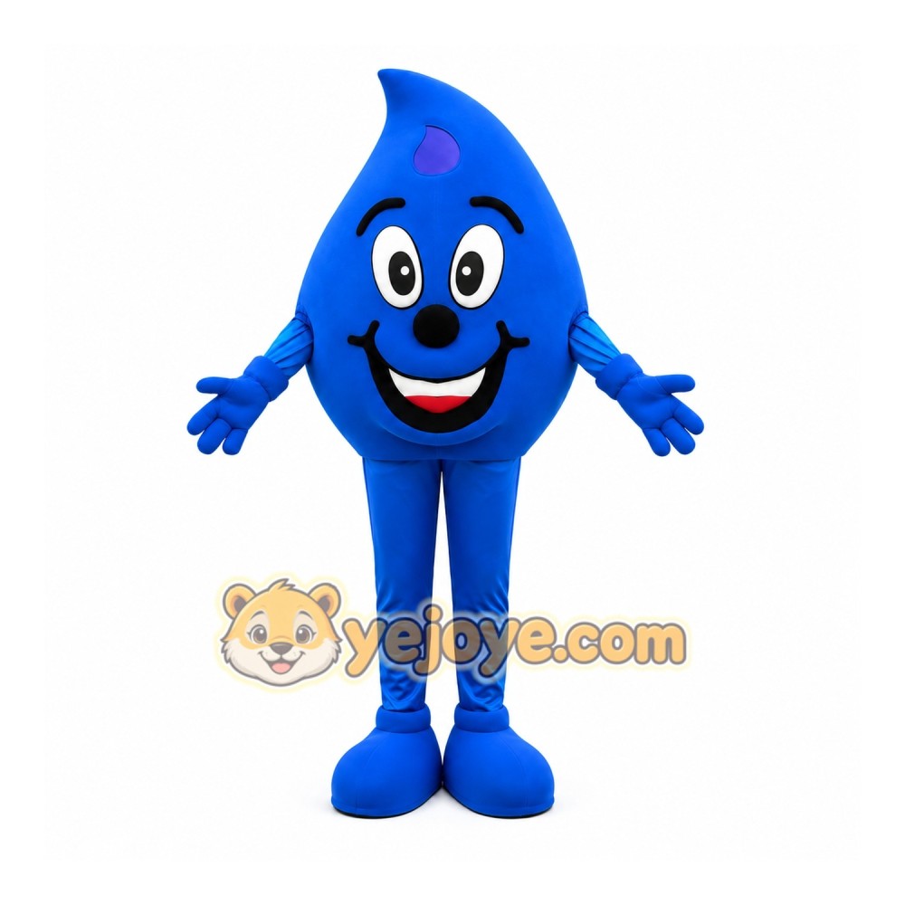 Happy Blue Water Drop Mascot Costume Happy Blue Water Drop Mascot Costume