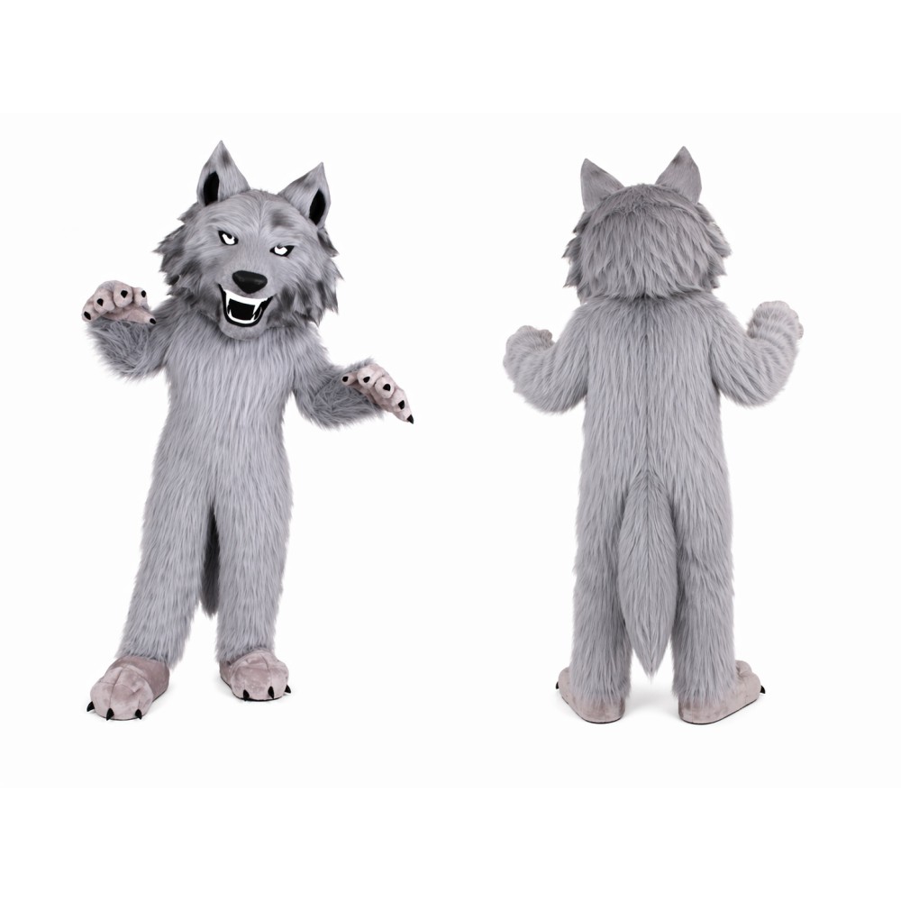 Realistic Fierce Wolf Mascot Costume