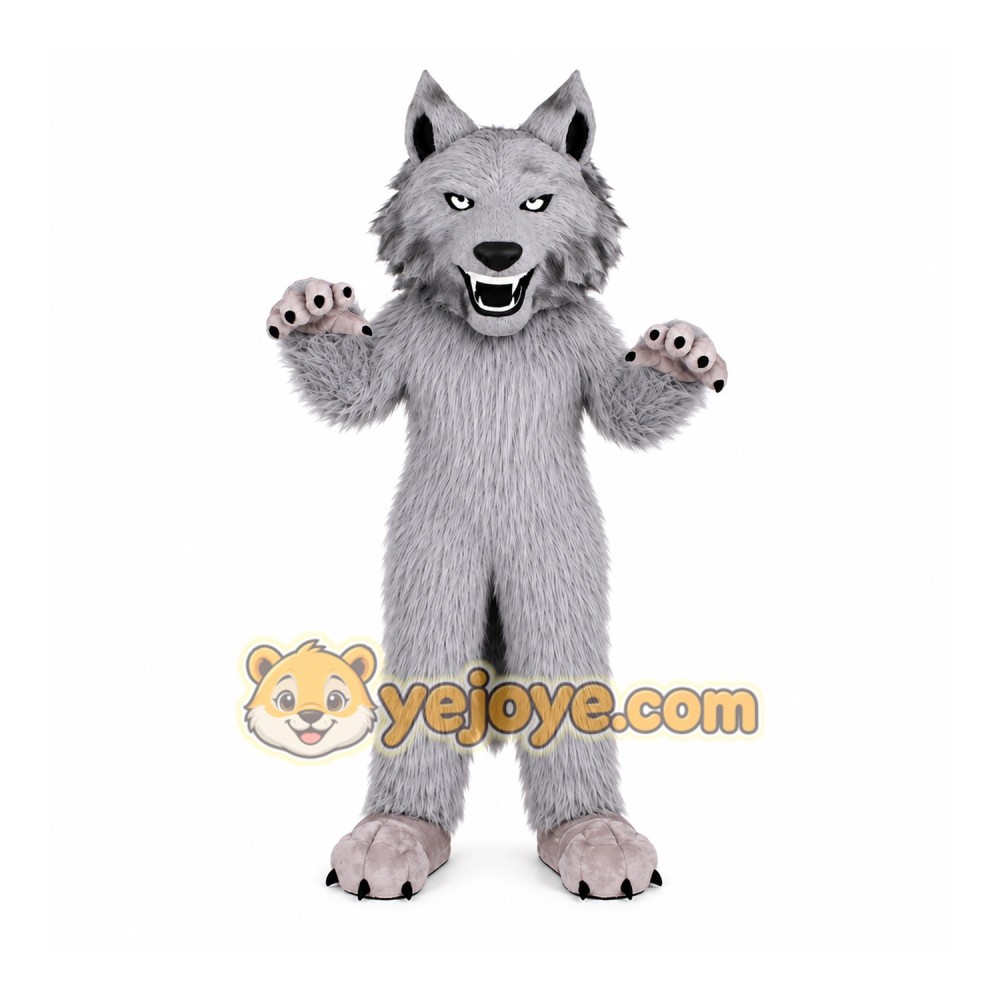Realistic Fierce Wolf Mascot Costume
