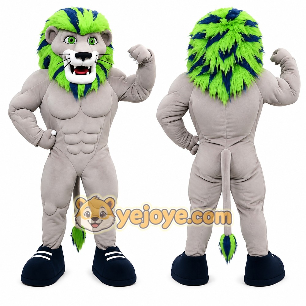 Power Muscular Lion Mascot Costume Power Muscular Lion Mascot Costume