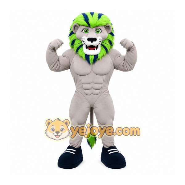 Power Muscular Lion Mascot Costume
