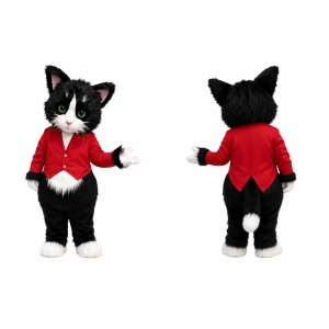 Black White Cat Mascot Costume