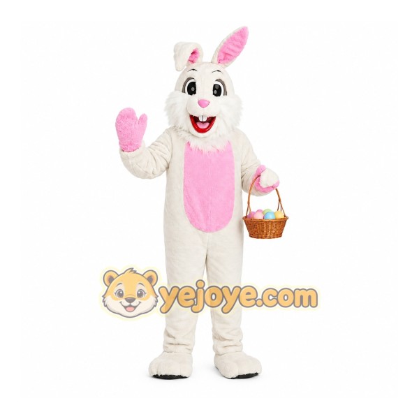 Happy White Rabbit Mascot Costume Happy White Rabbit Mascot Costume
