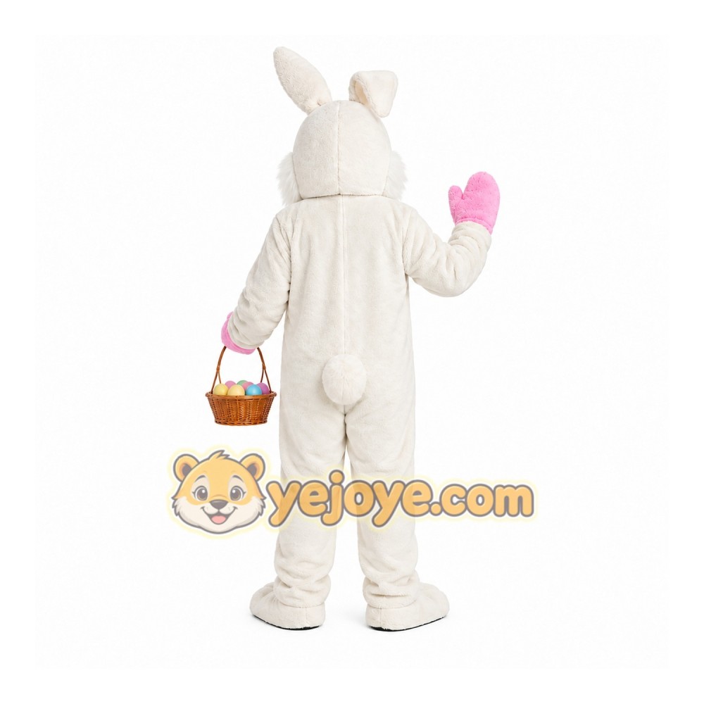 Happy White Rabbit Mascot Costume Happy White Rabbit Mascot Costume