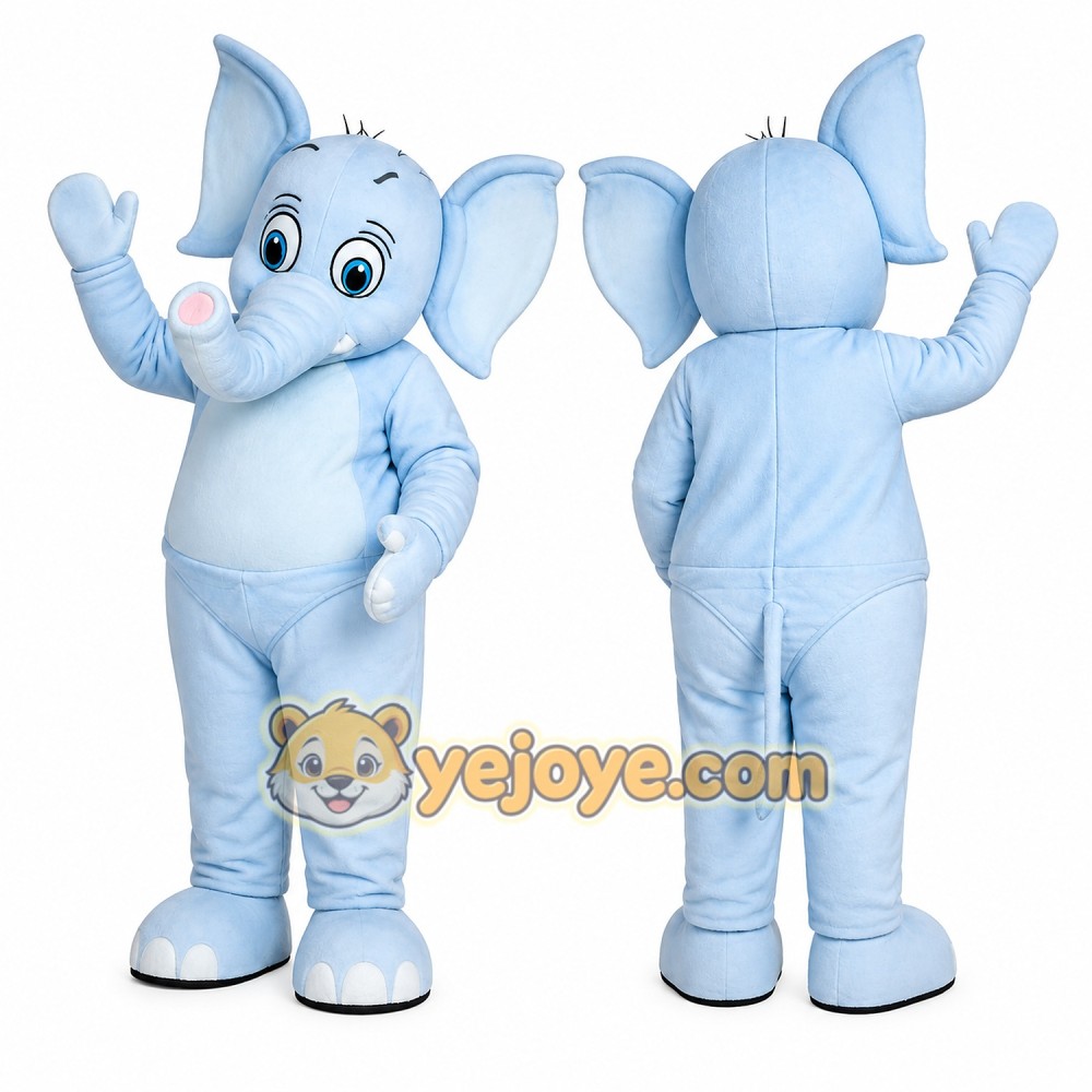 Cute Blue Elephant Mascot Costume