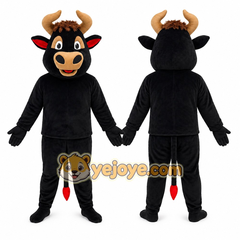 Happy Black Bull Mascot Costume