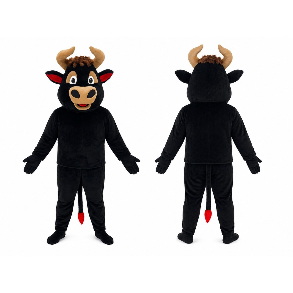Happy Black Bull Mascot Costume