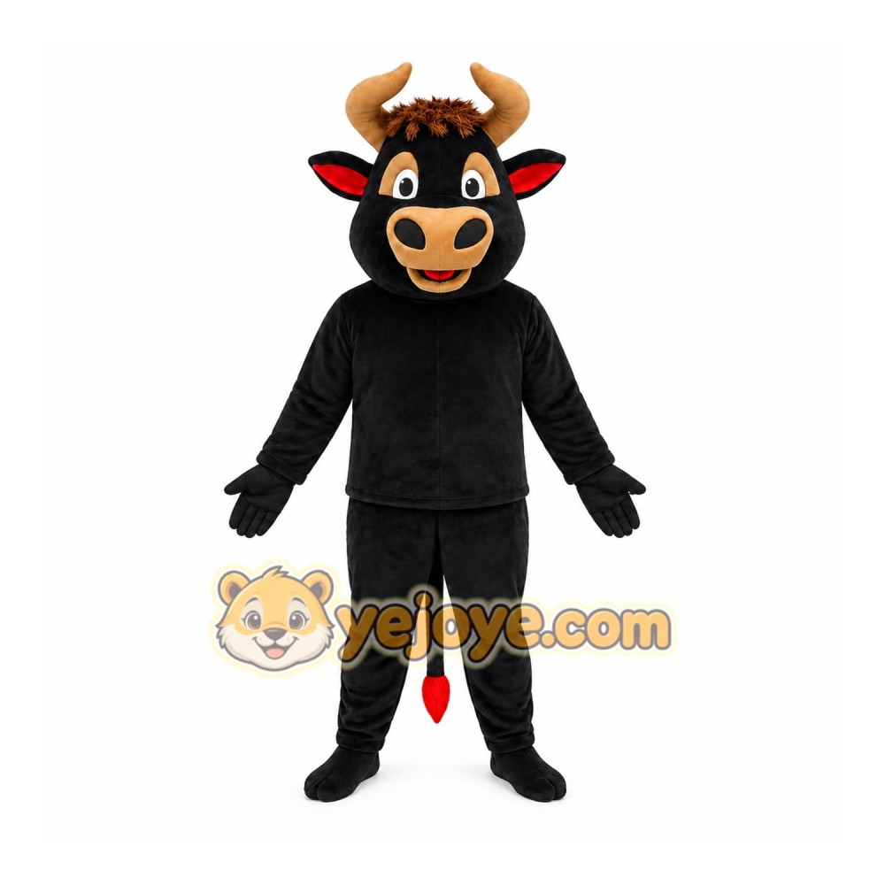 Happy Black Bull Mascot Costume