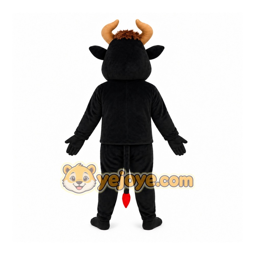 Happy Black Bull Mascot Costume