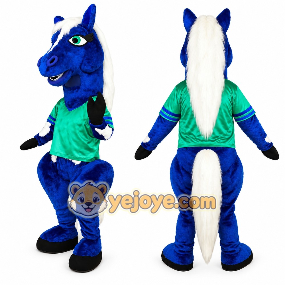 Blue Horse Mascot Costume Blue Horse Mascot Costume