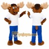 Happy Lightweight Moose Mascot Costume