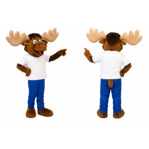 Happy Lightweight Moose Mascot Costume