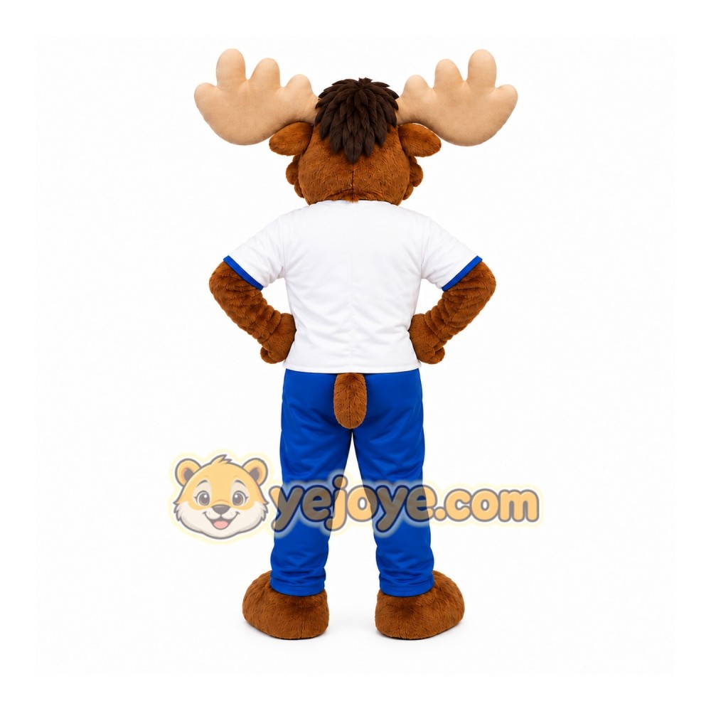 Happy Lightweight Moose Mascot Costume