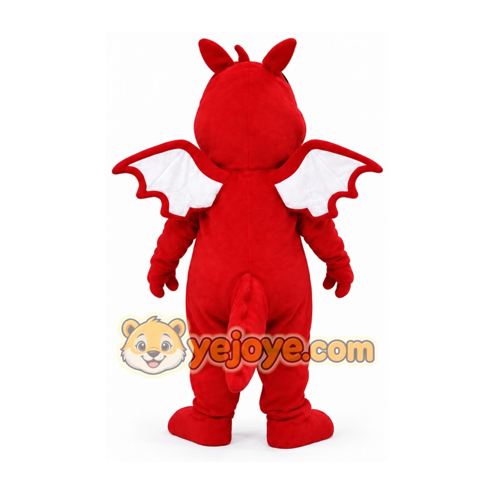 Red Dragon Mascot Costume with White Wings Red Dragon Mascot Costume with White Wings