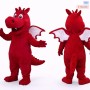 Red Dragon Mascot Costume with White Wings