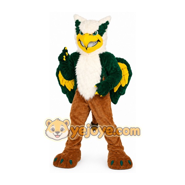 Green White Griffin Mascot Costume