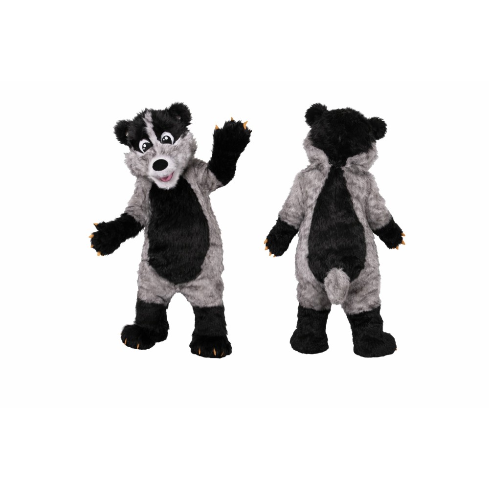 Gray Black Badger Mascot Costume