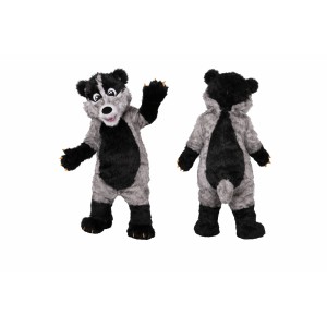 Gray Black Badger Mascot Costume