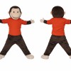 Brown Monkey Mascot Costume with Orange Shirt