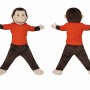 Brown Monkey Mascot Costume with Orange Shirt