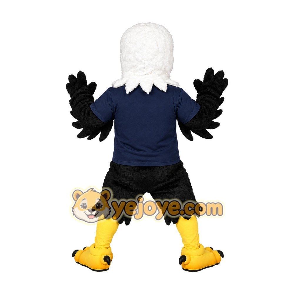 Black Eagle Mascot Costume with Navy Blue T-Shirt Black Eagle Mascot Costume with Navy Blue T-Shirt
